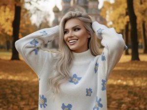 Свитер JoveMod "СССР", вязаный, оверсайз, черно-белый, размер 42-50