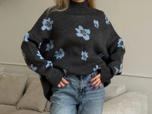 Свитер JoveMod "СССР", вязаный, оверсайз, черно-белый, размер 42-50