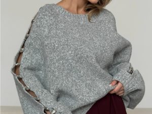 Свитер с серебряными бусинами Сливочный 26456В_44