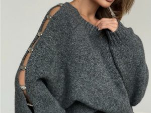 Свитер с серебряными бусинами Сливочный 26456В_44