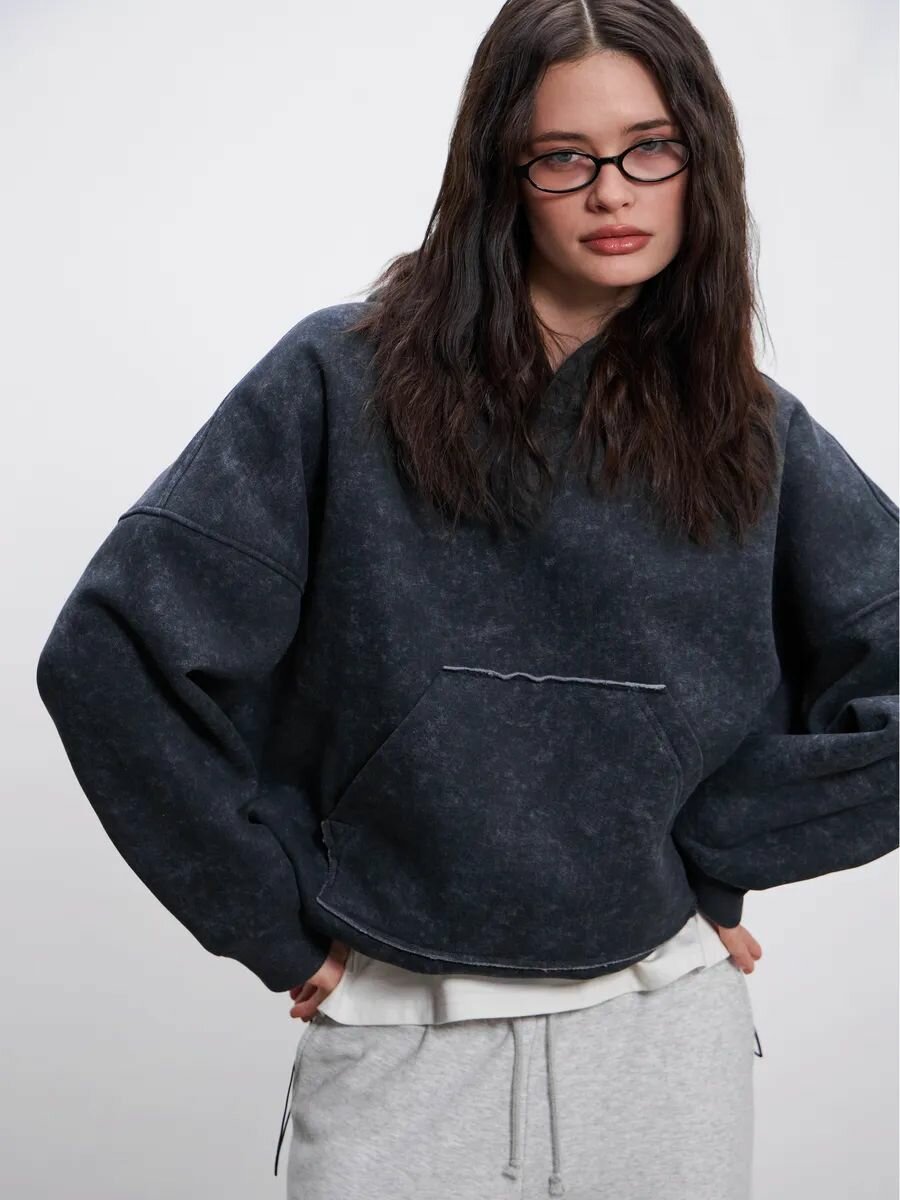 Худи кроп укороченное женское с начесом